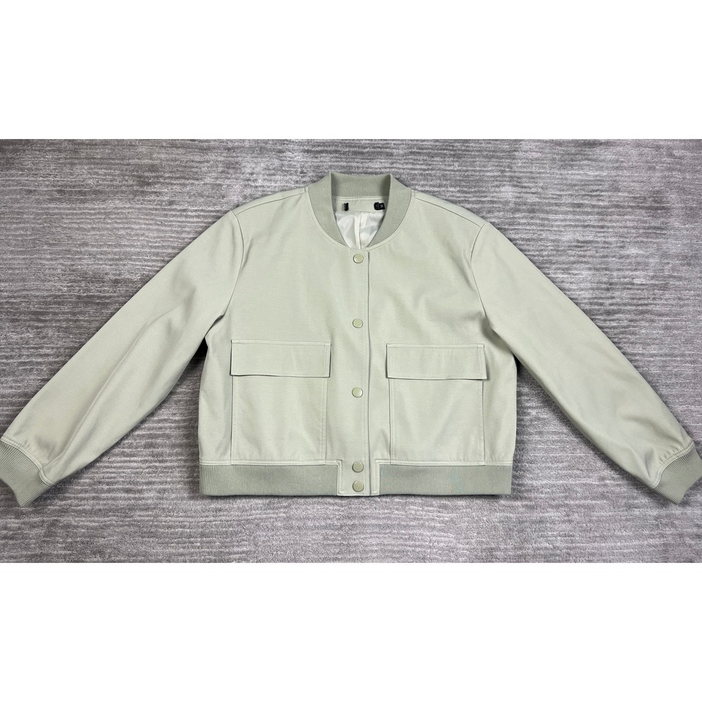 Unbranded Bomber Jacket‎ Womens Medium Sage Green Snap Front Utility Minimalist